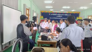 Member of State Administration Council and Chief Minister of Kachin State arrive and Supervise on Biometric data collection by the Ministry of Immigration and Population at  G.T.I (Putao)